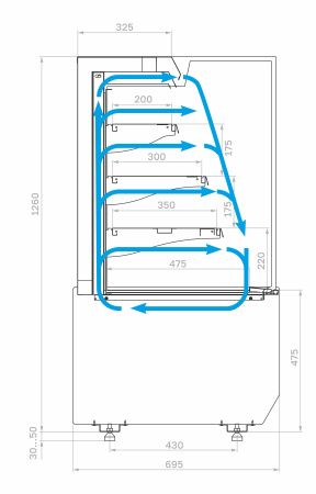 Горка холодильная Carboma KC70 VM 0,6-2 STANDARD 9005-0109 (прямая боковина, версия 2.0)