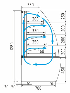 Витрина кондитерская Carboma K70 VM 1,3-2 STANDARD 9006-9005 (ВХСв-1,3д ТЕХНО открытая)